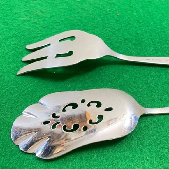 Pierced Serving Spoon and Fork, Stanless, Vintage Silverware, Gift for Mother, A - Picture 5 of 10
